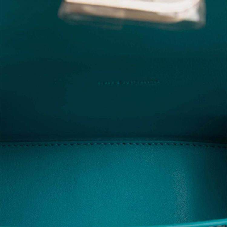 Pre Owned Balenciaga Blue XS Croc Embossed Hourglass Top Handle Bag