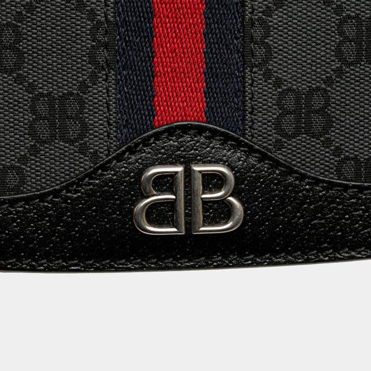 Pre Owned Balenciaga Black/Grey The Hacker Project BB Canvas Web Ophidia Crossbody