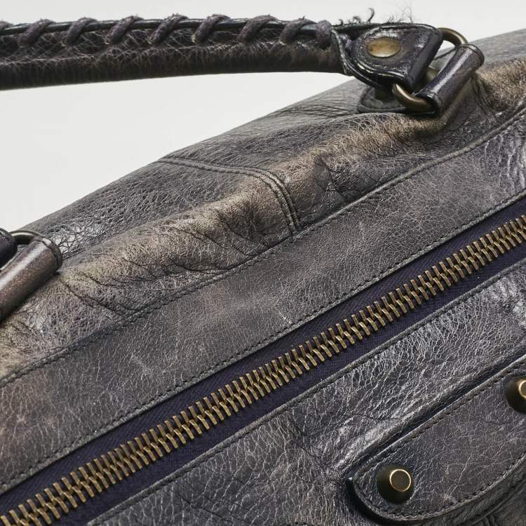 Pre Owned Balenciaga Navy Blue Leather RH Square Tote