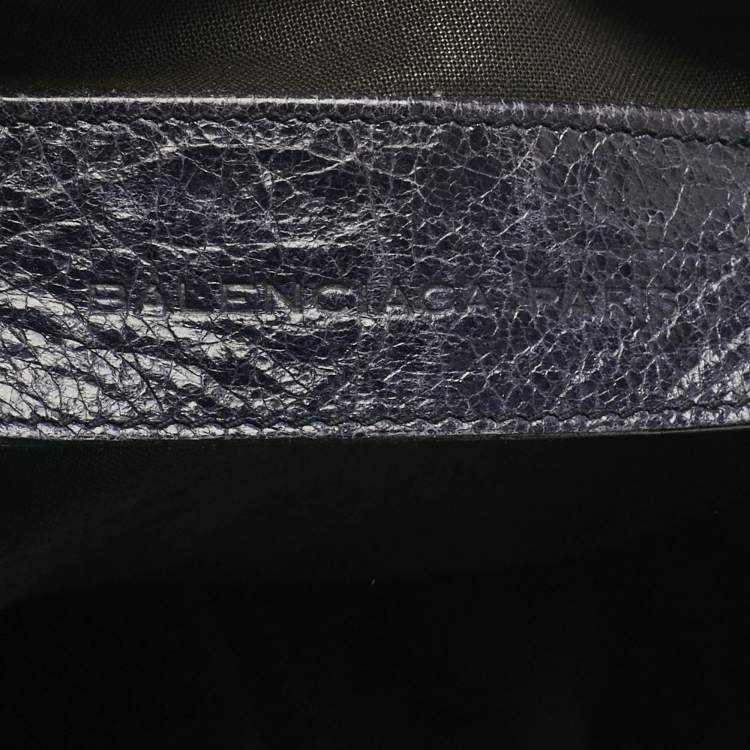 Pre Owned Balenciaga Navy Blue Leather RH Square Tote
