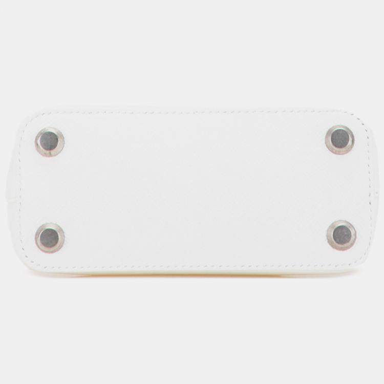 Pre Owned Balenciaga White XXS Calfskin Ville Top Handle Bag