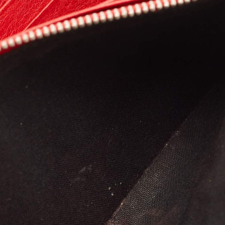 Pre Owned Balenciaga Red Leather City Flap Continental Wallet