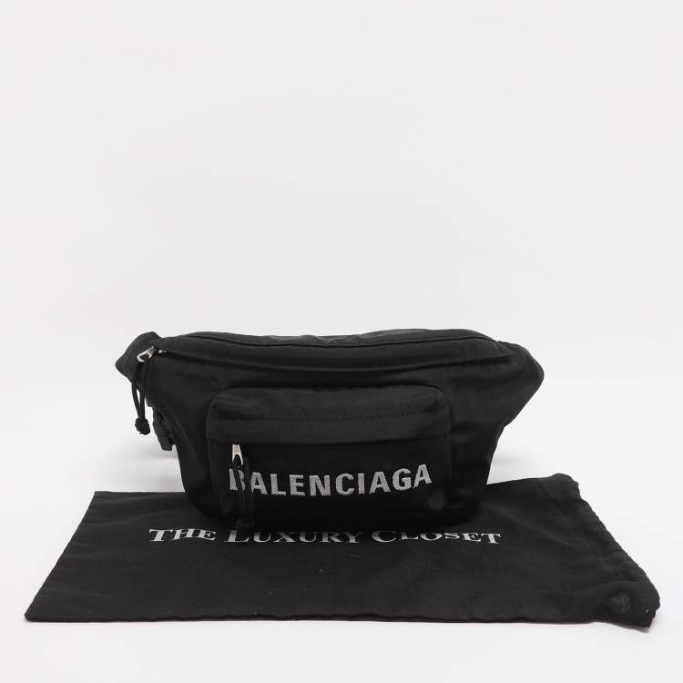 Pre Owned Balenciaga Black Nylon Explorer Belt Bag
