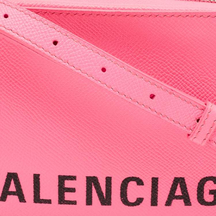 Pre Owned Balenciaga Neon Pink Leather XS Ville Camera Bag