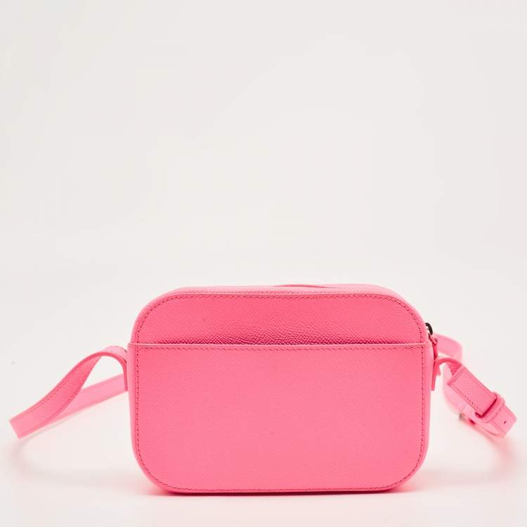 Pre Owned Balenciaga Neon Pink Leather XS Ville Camera Bag