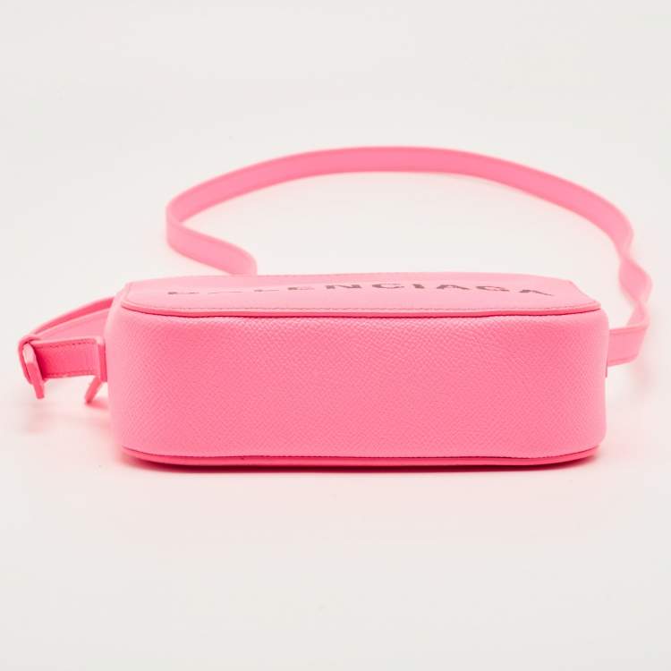 Pre Owned Balenciaga Neon Pink Leather XS Ville Camera Bag