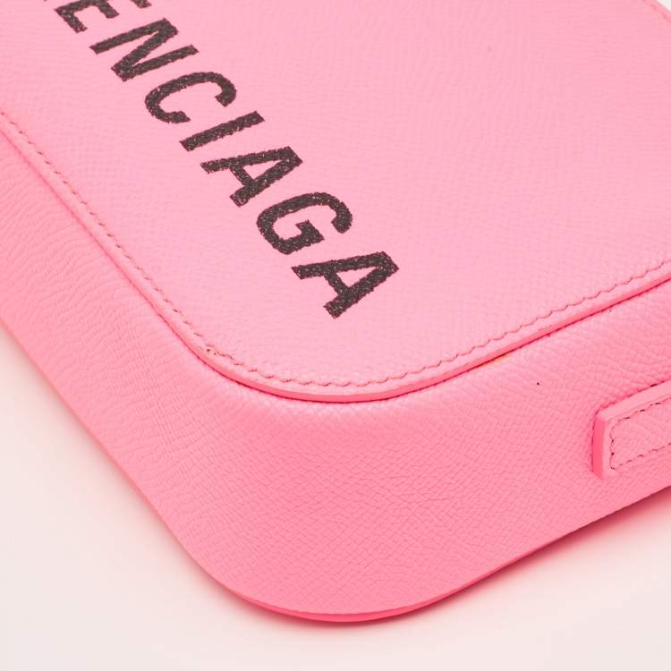 Pre Owned Balenciaga Neon Pink Leather XS Ville Camera Bag