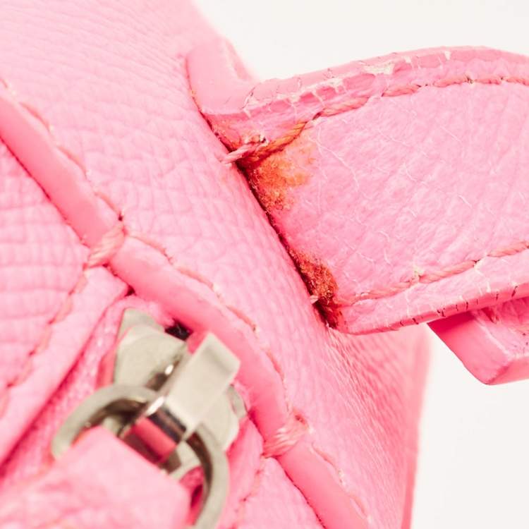 Pre Owned Balenciaga Neon Pink Leather XS Ville Camera Bag