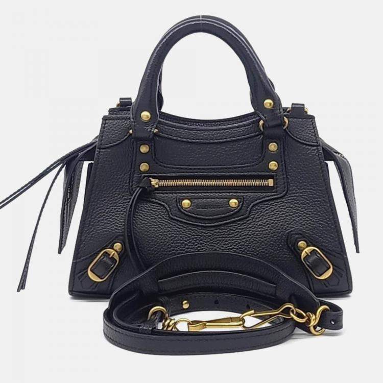 Pre Owned Balenciaga Black Leather Neo Classic Mini Top Handle