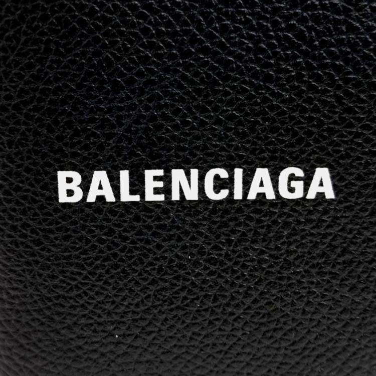 Pre Owned Balenciaga Black Leather Vertical Bifold Wallet