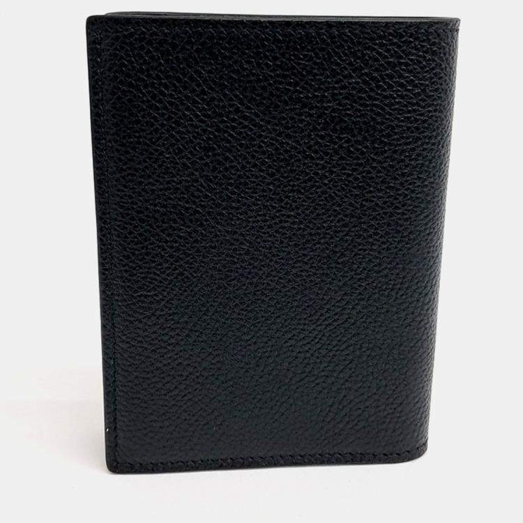 Pre Owned Balenciaga Black Leather Vertical Bifold Wallet