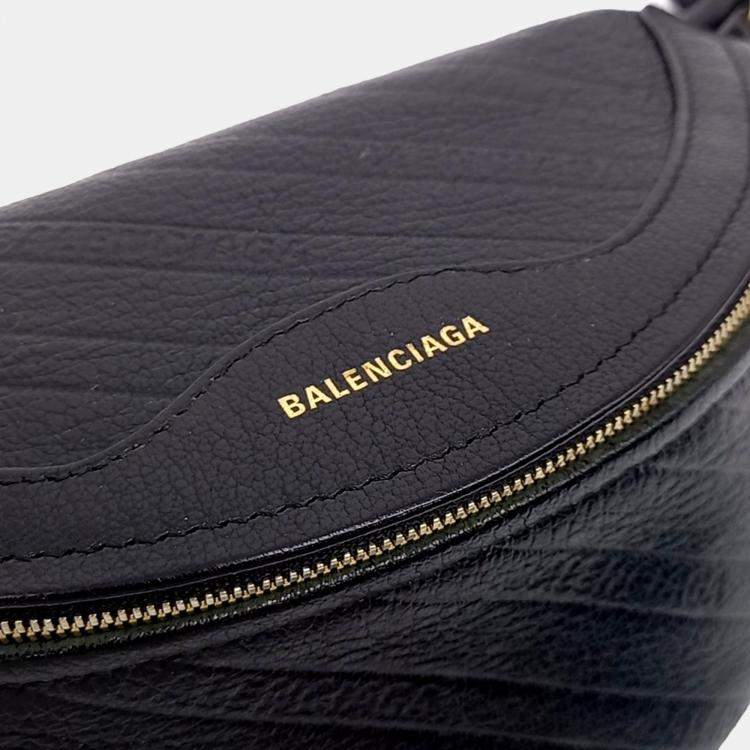 Pre Owned Balenciaga Black Leather Souvenir Bag XXS