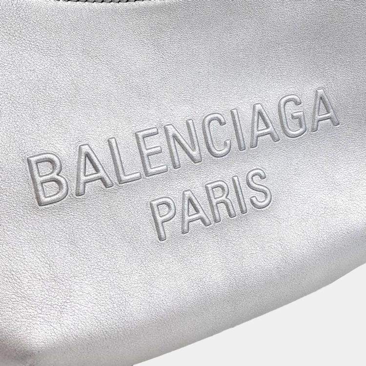 Pre Owned Balenciaga Silver Leather Mary Kate Sling Shoulder Bag