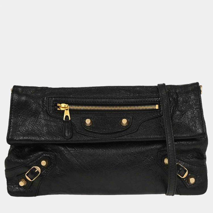 Pre Owned Balenciaga Black Giant Envelope Clutch Bag