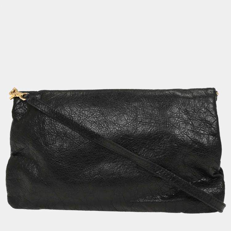 Pre Owned Balenciaga Black Giant Envelope Clutch Bag