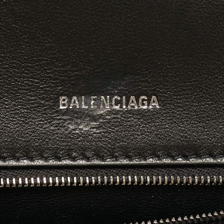 Pre Owned Balenciaga Black BB Monogram Denim Small Hourglass Top Handle Bag