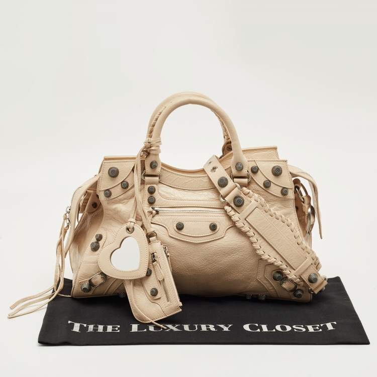 Pre Owned Balenciaga Light Beige Leather Neo Cagole City Tote