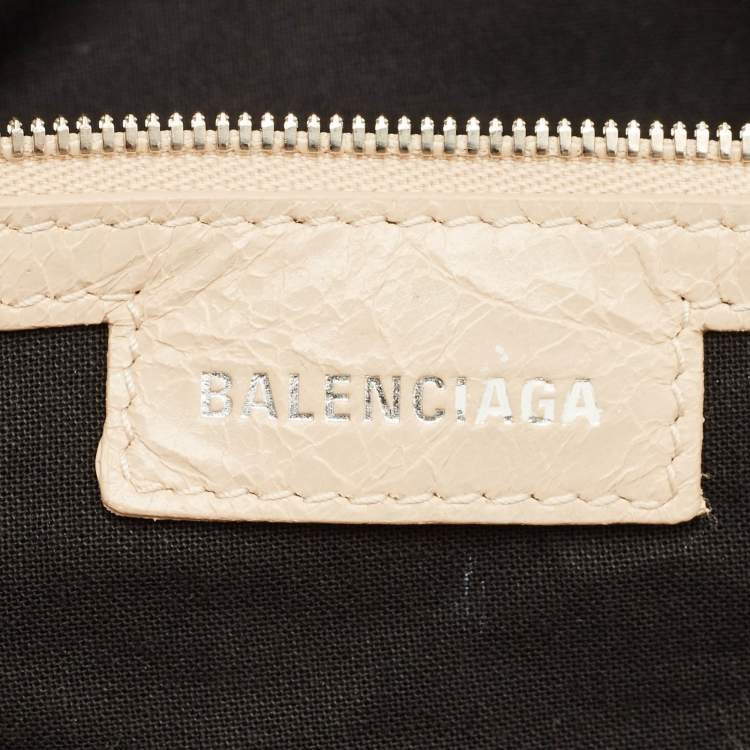 Pre Owned Balenciaga Light Beige Leather Neo Cagole City Tote