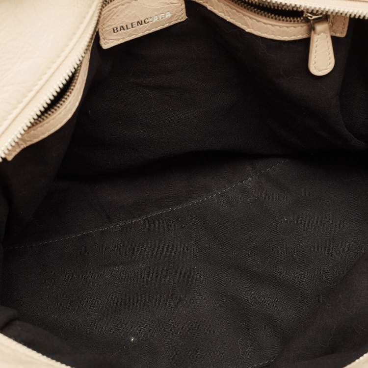 Pre Owned Balenciaga Light Beige Leather Neo Cagole City Tote