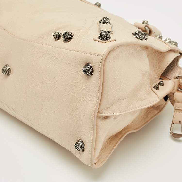 Pre Owned Balenciaga Light Beige Leather Neo Cagole City Tote