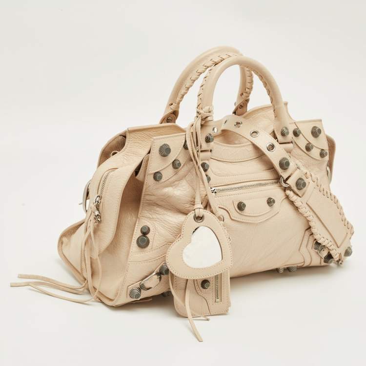 Pre Owned Balenciaga Light Beige Leather Neo Cagole City Tote