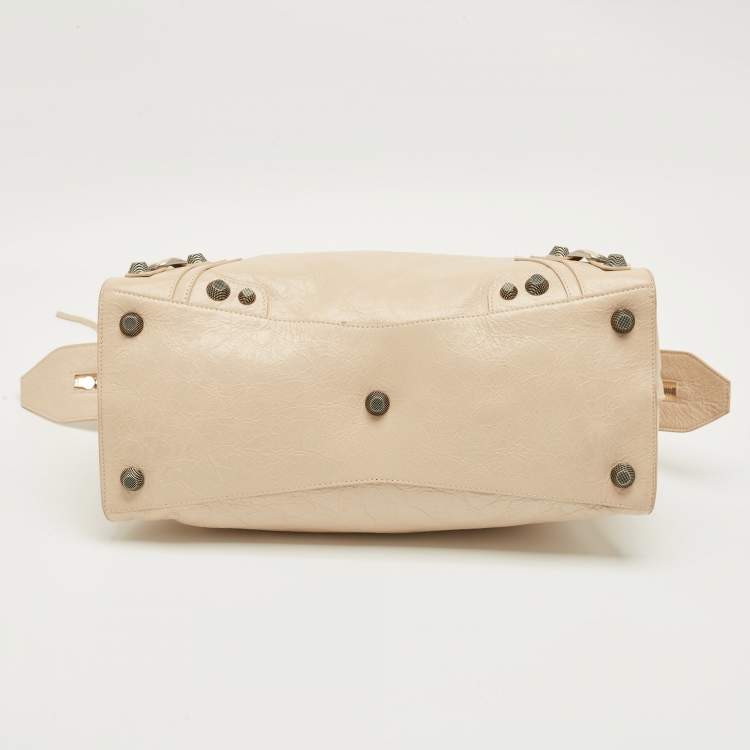 Pre Owned Balenciaga Light Beige Leather Neo Cagole City Tote