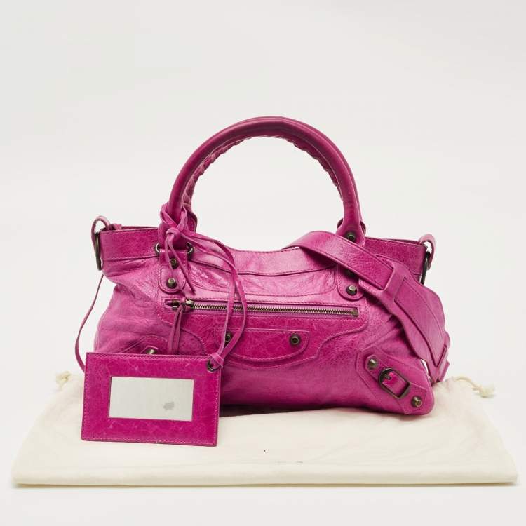Pre Owned Balenciaga Magenta Pink Leather Classic First Tote