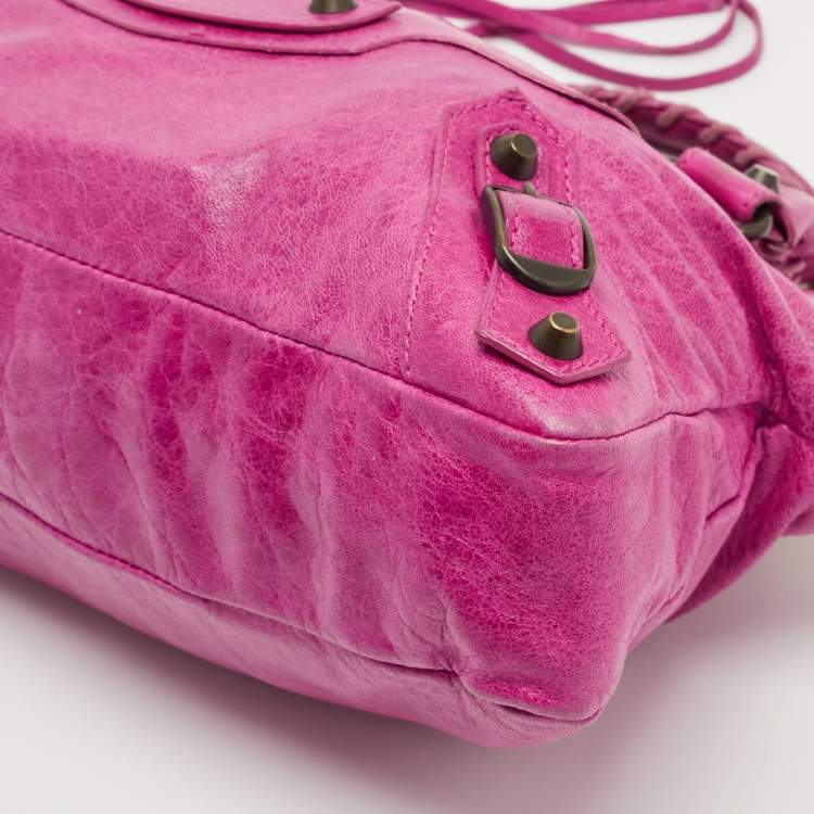 Pre Owned Balenciaga Magenta Pink Leather Classic First Tote