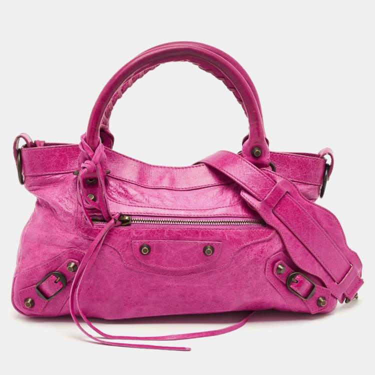 Pre Owned Balenciaga Magenta Pink Leather Classic First Tote