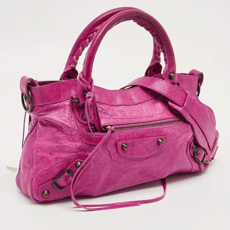 Pre Owned Balenciaga Magenta Pink Leather Classic First Tote