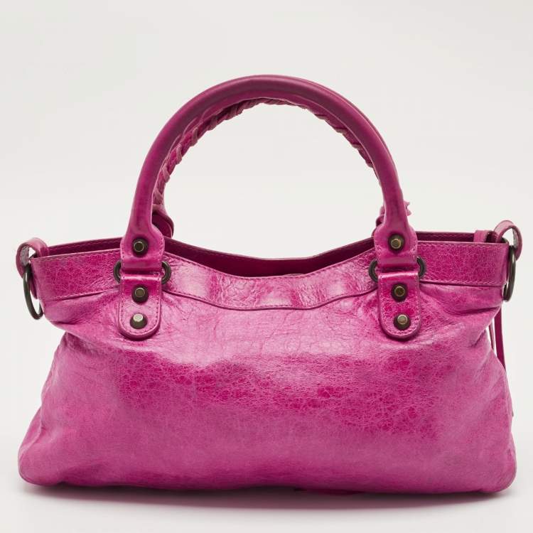 Pre Owned Balenciaga Magenta Pink Leather Classic First Tote