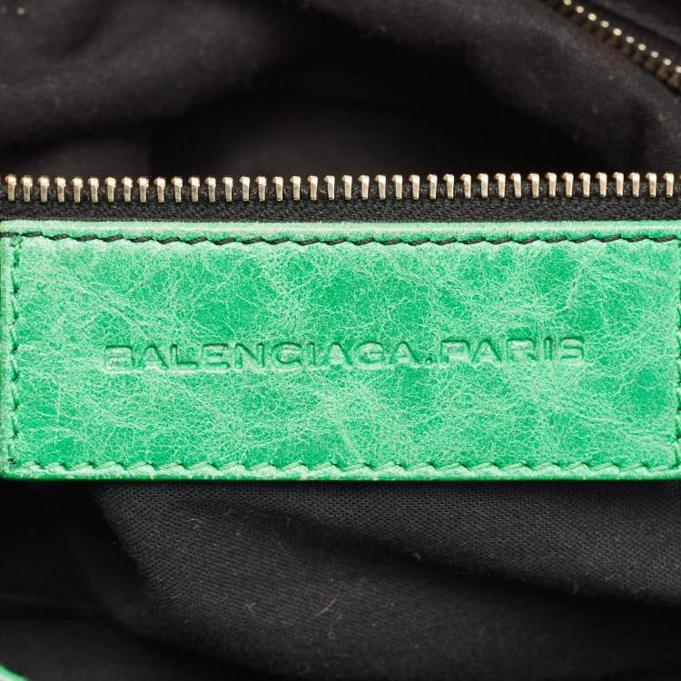 Pre Owned Balenciaga Green Leather RGH Motorcycle City Bag