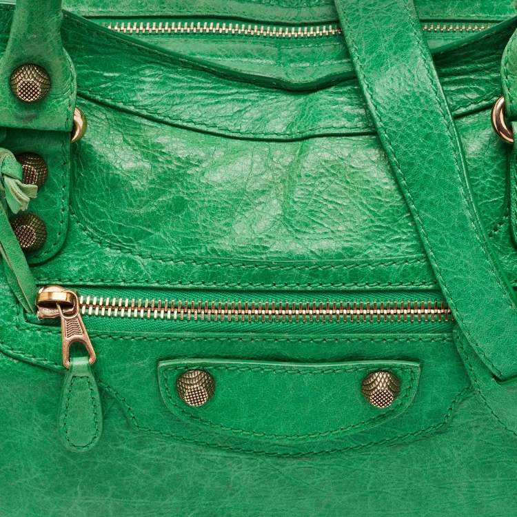 Pre Owned Balenciaga Green Leather RGH Motorcycle City Bag