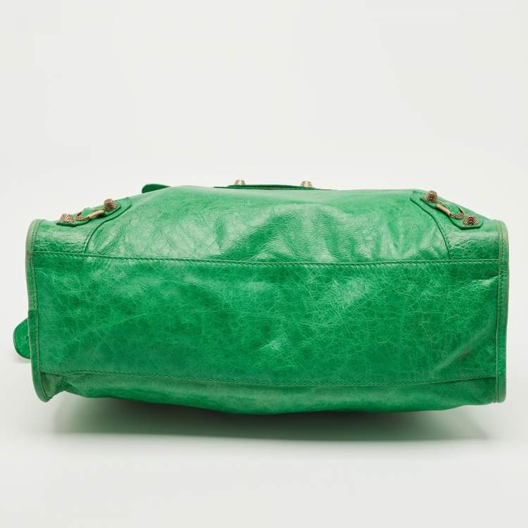 Pre Owned Balenciaga Green Leather RGH Motorcycle City Bag
