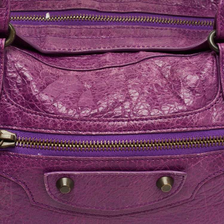 Pre Owned Balenciaga Purple Leather Classic City Tote