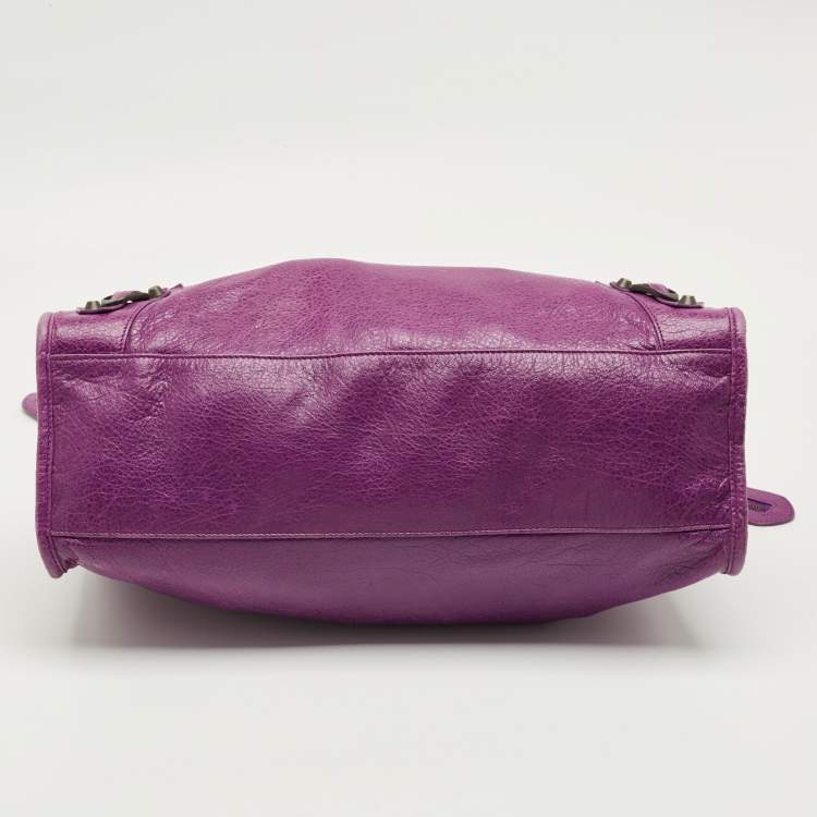 Pre Owned Balenciaga Purple Leather Classic City Tote