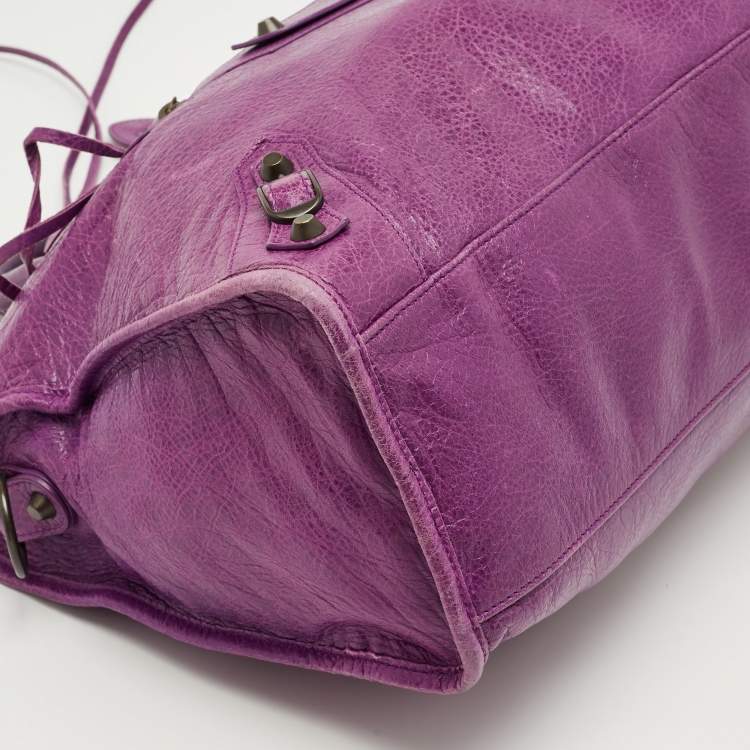 Pre Owned Balenciaga Purple Leather Classic City Tote