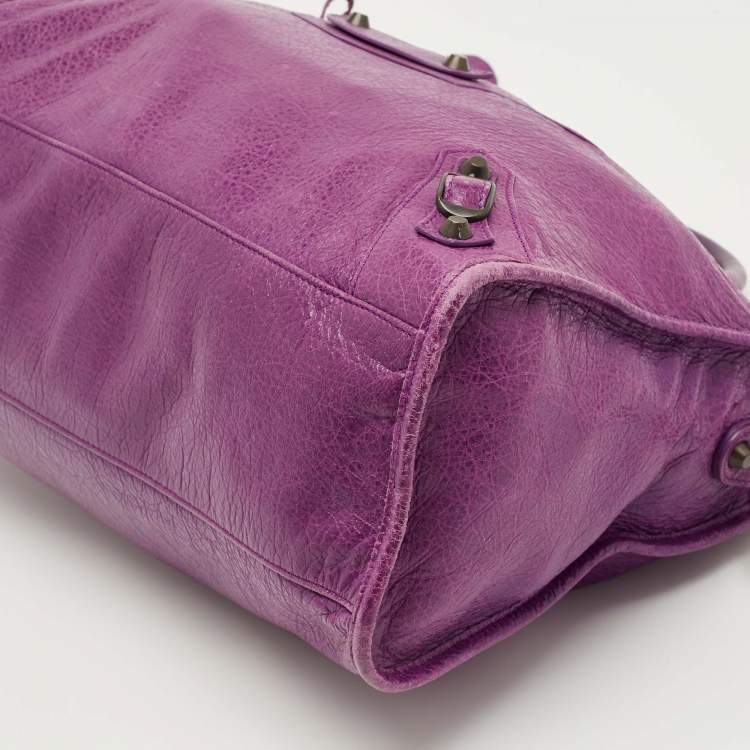 Pre Owned Balenciaga Purple Leather Classic City Tote