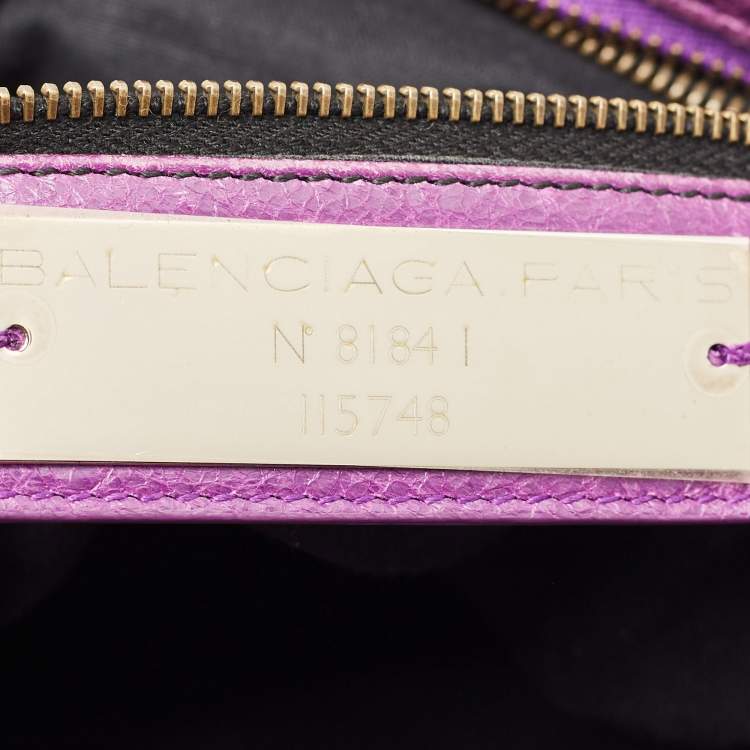 Pre Owned Balenciaga Purple Leather Classic City Tote