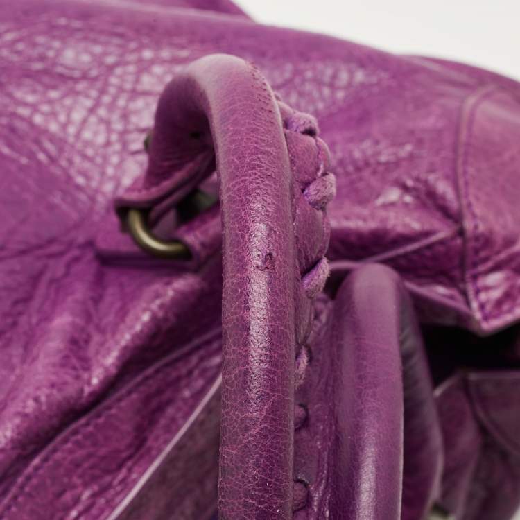 Pre Owned Balenciaga Purple Leather Classic City Tote