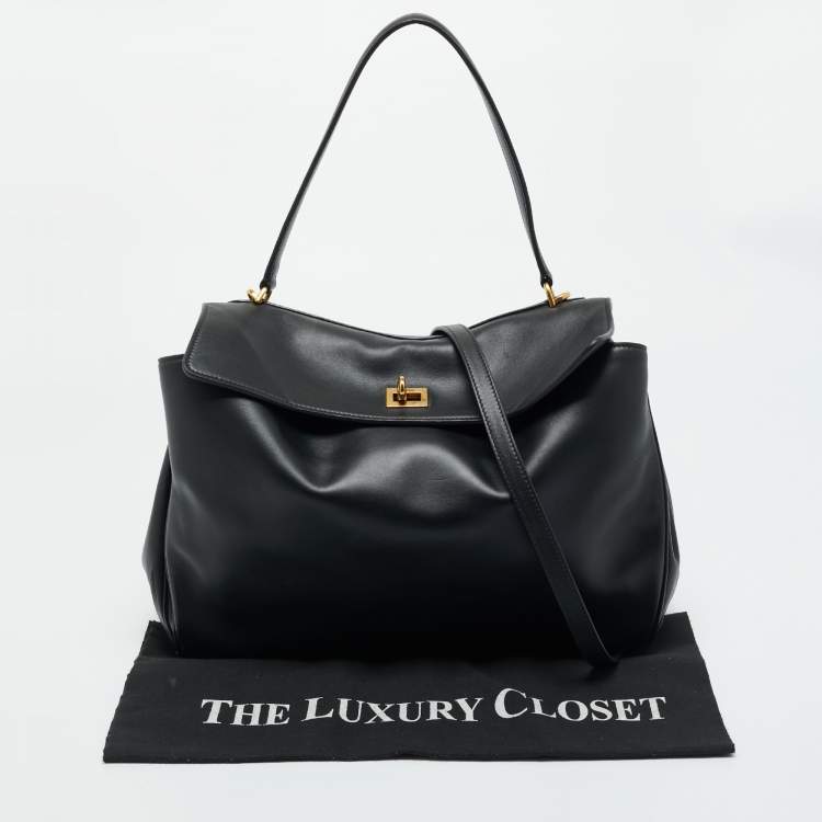 Pre Owned Balenciaga Black Leather Medium Rodeo Top Handle Bag