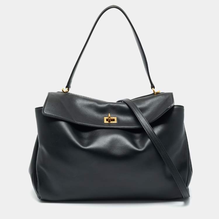 Pre Owned Balenciaga Black Leather Medium Rodeo Top Handle Bag