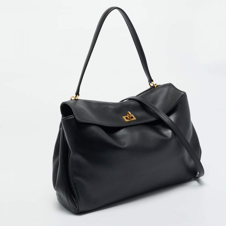 Pre Owned Balenciaga Black Leather Medium Rodeo Top Handle Bag