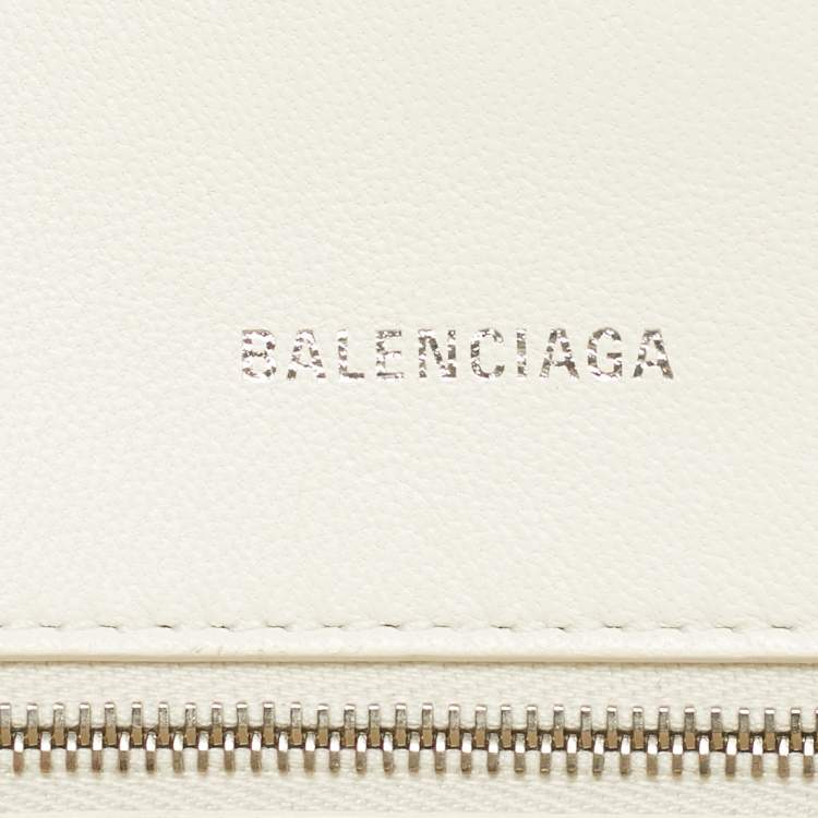 Pre Owned Balenciaga White Leather Small Hourglass Top Handle Bag