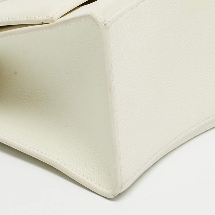 Pre Owned Balenciaga White Leather Small Hourglass Top Handle Bag