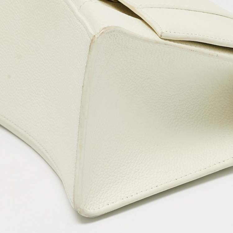 Pre Owned Balenciaga White Leather Small Hourglass Top Handle Bag