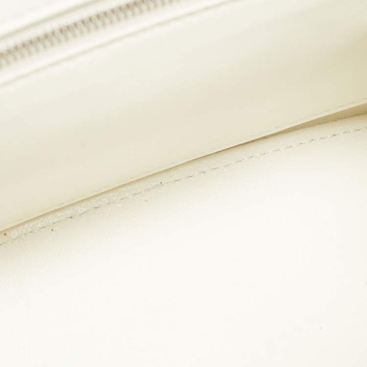 Pre Owned Balenciaga White Leather Small Hourglass Top Handle Bag