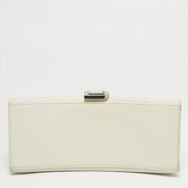 Pre Owned Balenciaga White Leather Small Hourglass Top Handle Bag