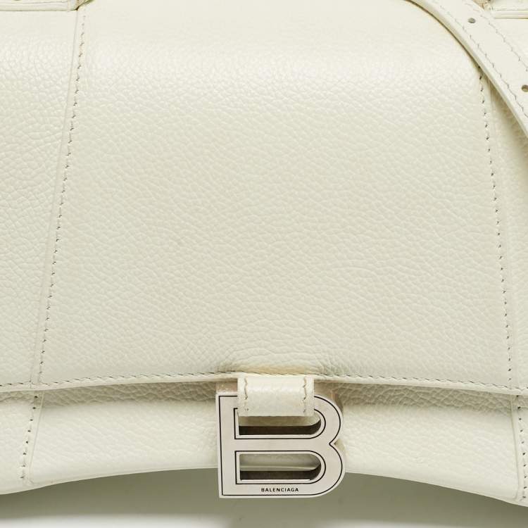 Pre Owned Balenciaga White Leather Small Hourglass Top Handle Bag