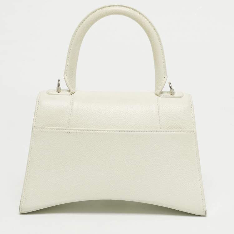 Pre Owned Balenciaga White Leather Small Hourglass Top Handle Bag